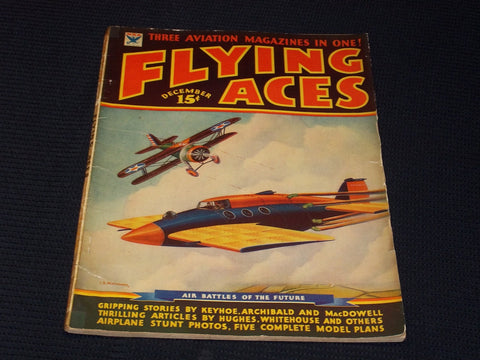 1934 DECEMBER FLYING ACES MAGAZINE ILLUSTRATED FRONT COVER - E 162