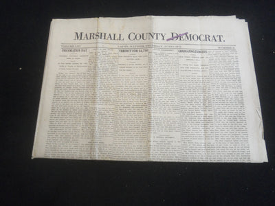 1913 JUNE 5 MARSHALL COUNTY DEMOCRAT NEWSPAPER - NP 5758