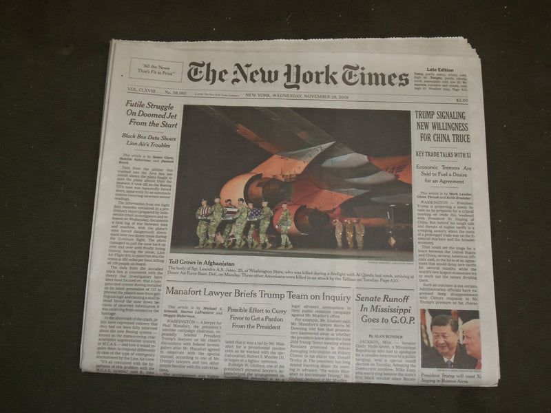 2018 NOVEMBER 28 NEW YORK TIMES -TRUMP SIGNALING NEW WILLINGNESS FOR CHINA TRUCE