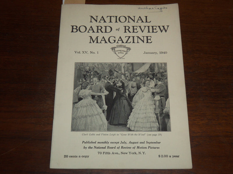 1940 JANUARY NATIONAL BOARD OF REVIEW MAGAZINE - CLARK GABLE & LEIGH - K 1147