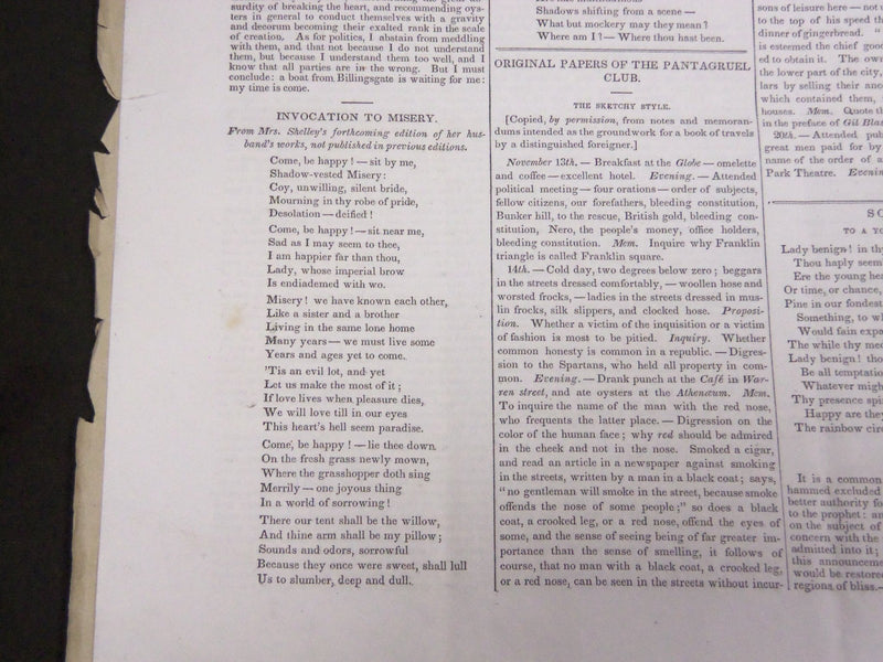 1839 THE NEW YORK LITERARY GAZETTE NEWSPAPER LOT OF 12 - EMERSON - NP 1814