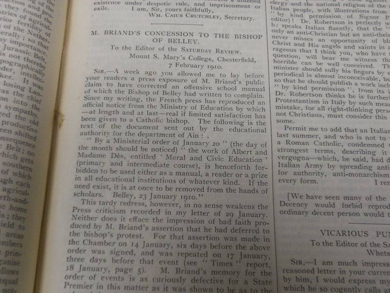 1910 SATURDAY REVIEW 2 BOUND VOLUMES - COMPLETE YR- PUBLISHED IN LONDON - R 1119