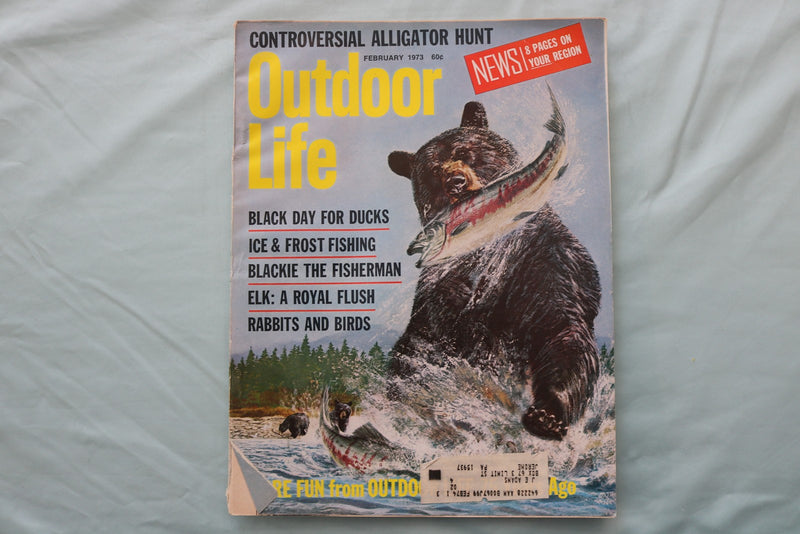 1973 FEBRUARY OUTDOOR LIFE MAGAZINE - AN ILLUSTRATED BEER & FISH COVER - E 26686