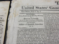 1818 THE UNION U.S. GAZETTE & TRUE AMERICAN NEWSPAPER LOT OF 8 DIFF - NP 1475