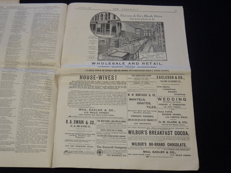 1888 THE ARGONAUT NEWSPAPER LOT OF 2 ISSUES - SAN FRANCISCO - NP 8959
