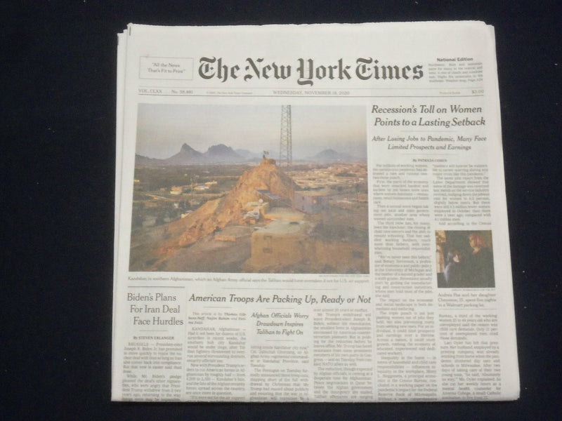 2020 NOV 18 NEW YORK TIMES - RECESSION'S TOLL ON WOMEN POINTS TO LASTING SETBACK