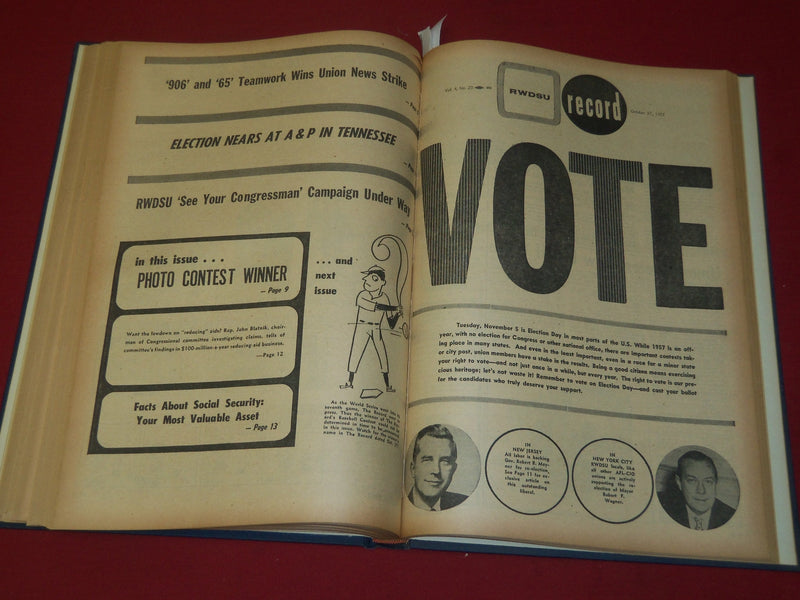 1957 RWDSU RECORD NEWSPAPER BOUND VOLUME NO. 4 - RETAIL - WHOLESALE - R 15H