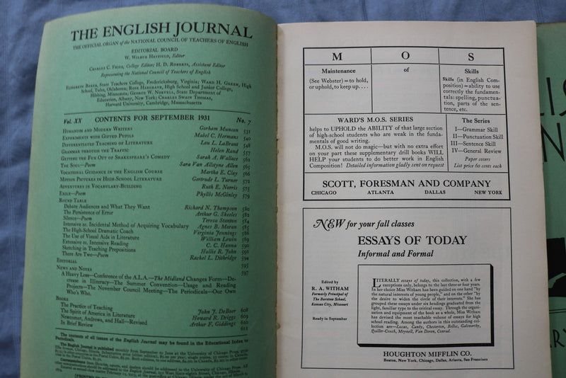 1931-1932 THE ENGLISH JOURNAL - LOT OF 3 - O 3892