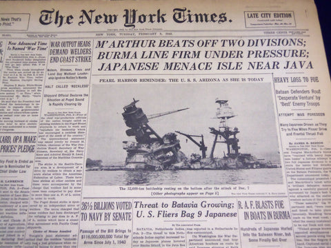 1942 FEBRUARY 3 NEW YORK TIMES - M'ARTHUR BEATS OFF TWO DIVISIONS - NT 1188