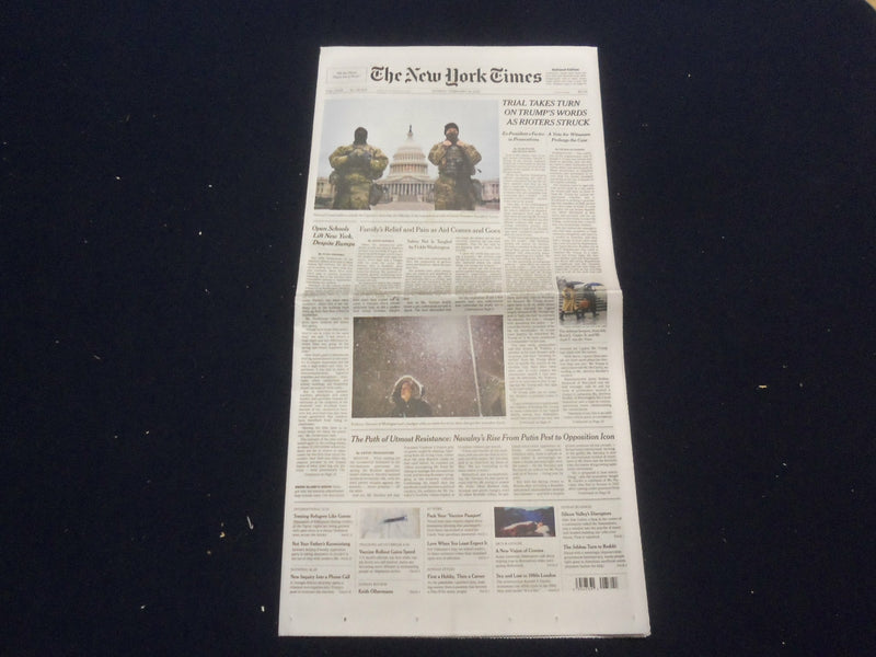 2021 FEB 14 NEW YORK TIMES - TRIAL TAKES TURN ON TRUMP'S WORDS AS RIOTERS STRUCK