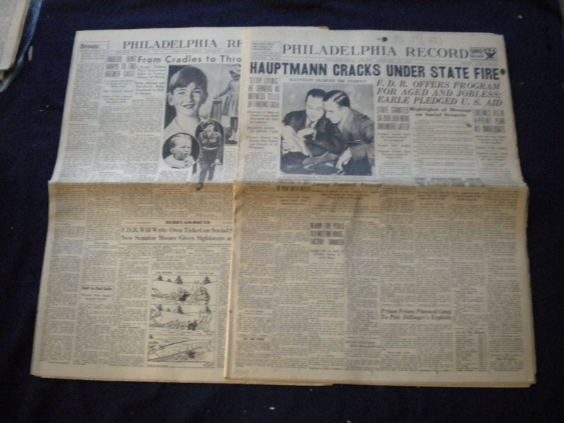 1935 JAN 18 PHILADELPHIA RECORD NEWSPAPER - HAUPTMANN CRACKS UNDER FIRE- NP 6011