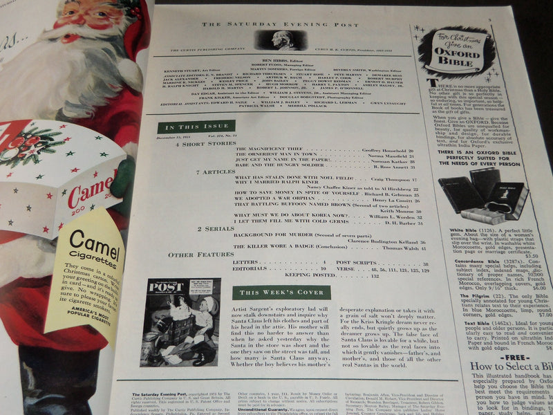 1951 DEC 15 THE SATURDAY EVENING POST MAGAZINE - ILLUSTRATED COVER - SP 1895