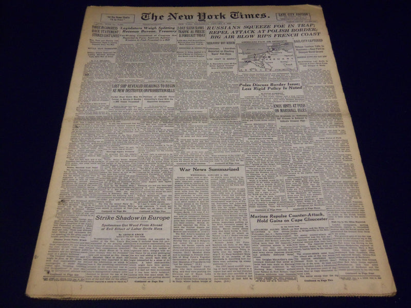 1944 JANUARY 5 NEW YORK TIMES - RUSSIANS SQUEEZE FOE IN TRAP - NT 761