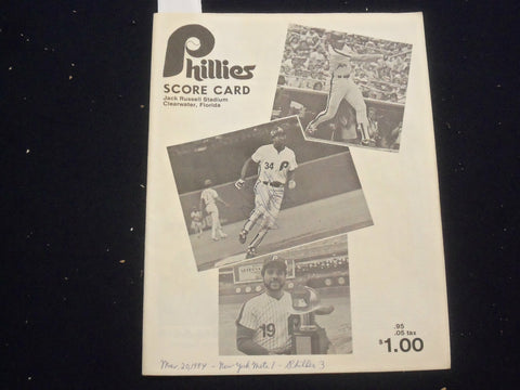 1984 PHIL. PHILLIES SPRING TRAINING SCORECARD & STUBS - MATTHEWS SIGNED - J 5865