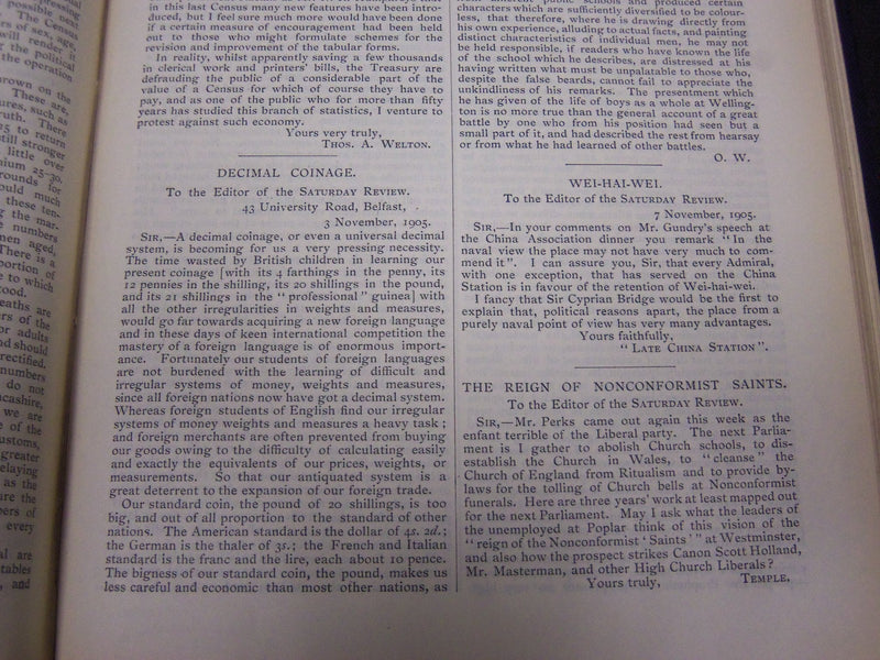 1905 SATURDAY REVIEW 2 BOUND VOLUMES - COMPLETE YR- PUBLISHED IN LONDON - R 1096