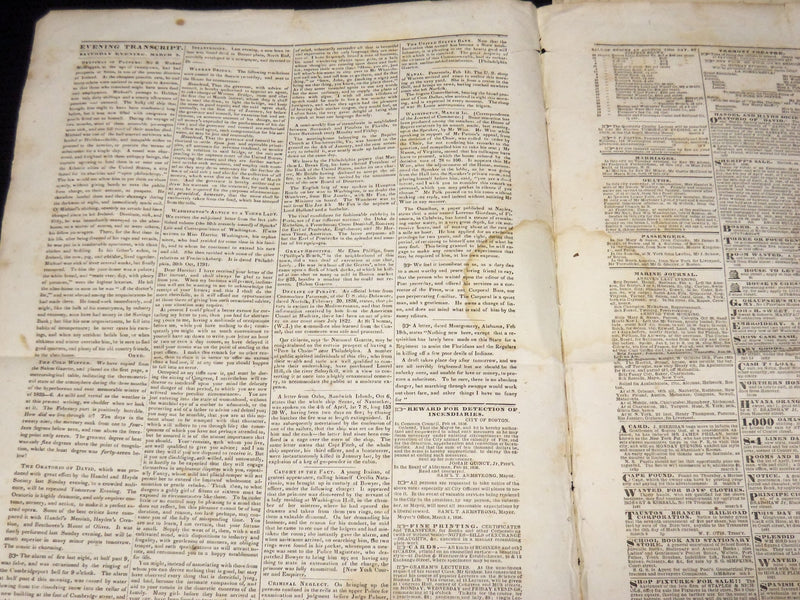 1835-1836 DAILY EVENING TRANSCRIPT NEWSPAPER LOT OF 2 - BOSTON - K 76