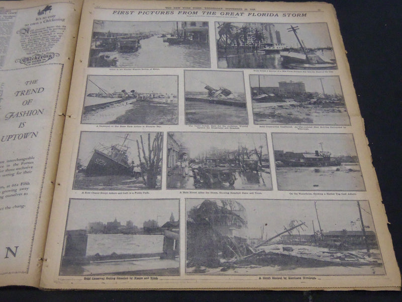 1926 SEPT 22 NEW YORK TIMES - 400 KILLED IN FLORIDA PENSACOLA DAMAGED - NT 5290