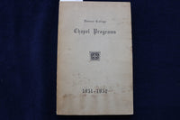 1951-1952 VASSAR COLLEGE CHAPEL PROGRAMS SOFTCOVER BOOK - K 867