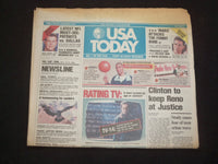 1996 DECEMBER 13-15 USA TODAY NEWSPAPER-CLINTON TO KEEP RENO AT JUSTICE- NP 7840