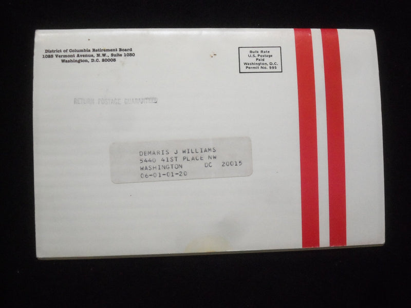 1985 D.C. TEACHERS RETIREMENT PLAN SUMMARY DESCRIPTION SOFTCOVER BOOK - J 9824