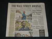 2020 MAY 7 WALL STREET JOURNAL NEWSPAPER -VIRUS WIDENS RIFT BETWEEN U. S. CHINA