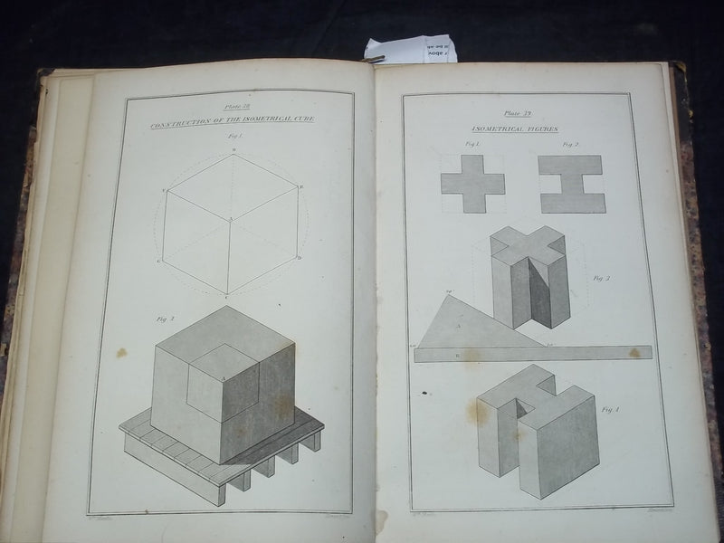 1852 GEOMETRICAL DRAWING FOR MECHANICS AND SCHOOLS BOOK BY MINIFIE - KD 2757O