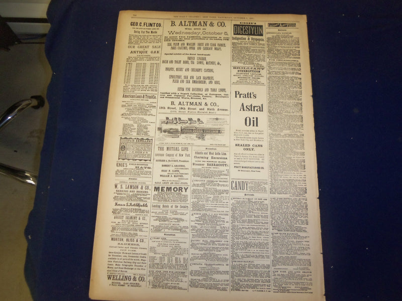 1887 OCTOBER 1 THE DAILY GRAPHIC NEWSPAPER - JUDGE CHARLES DONOHUE - NT 7673