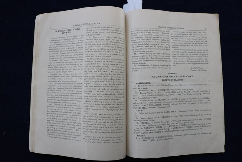 1902 JUNE SCHOOL ECHOES - COMMENCEMENT NUMBER - WALPOLE, NH - SOFTCOVER - K 1457