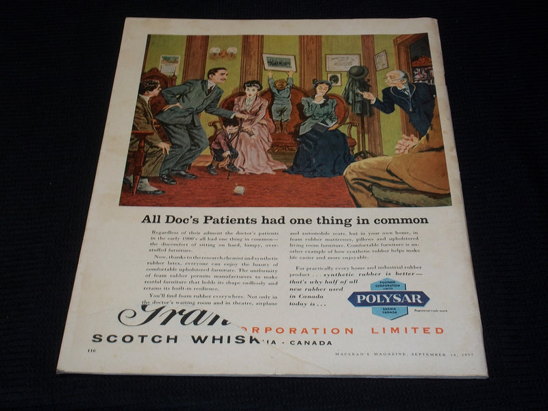 1957 SEPTEMBER 14 MACLEAN'S MAGAZINE - DOG TRAILS FROBISHER FRONT COVER - E 5709