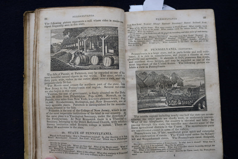 1833 THE MALTE-BRUN SCHOOL GEOGRAPHY HARDCOVER BOOK - KD 9442