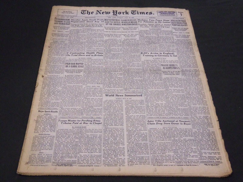 1948 JULY 18 NEW YORK TIMES - JERUSALEM TRUCE HALTS ISRAELI PUSH - NT 4347