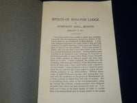 1911 JANUARY 3 SENATOR LODGE SPEECH AT SYMPHONY HALL - BOSTON - J 4446