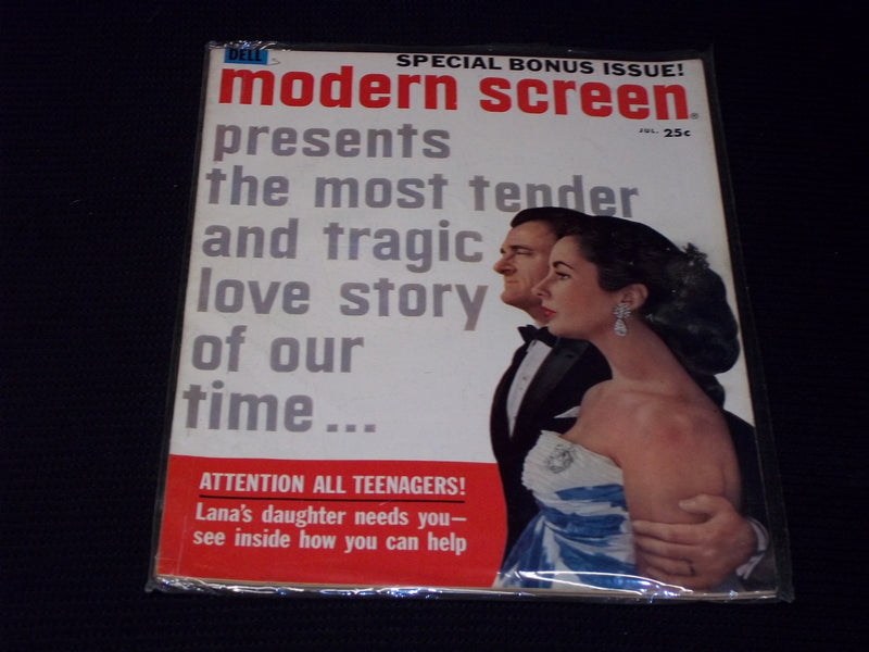 1958 JULY MODERN SCREEN MAGAZINE - LIZ & EDDIE FRONT COVER - E 14531