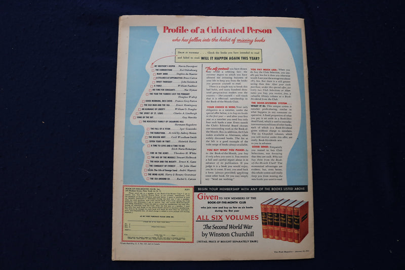 1955 JANUARY 22 THIS WEEK MAGAZINE - JANE RUSSELL MOVIE AD - E 22975