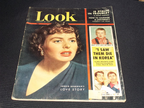 1952 JANUARY 29 LOOK MAGAZINE - INGRID BERGMAN FRONT COVER - E 20386