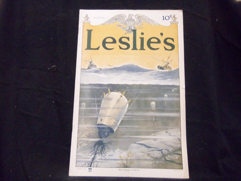 1915 APRIL 29 LESLIE'S WEEKLY MAGAZINE - MINE SWEEPERS AT WORK - ST 1321