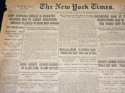 1918 JANUARY 3 NEW YORK TIMES - AMERICA PLEDGED TO RUSH MEN ABROAD - NT 7912