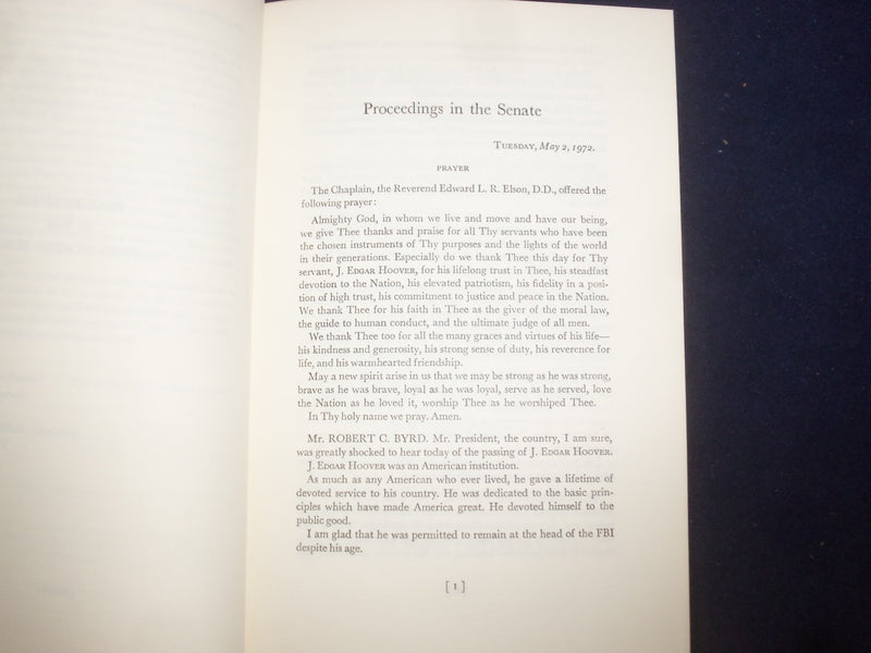 1974 MEMORIAL TRIBUTES TO J. EDGAR HOOVER HARDCOVER BOOK BY - KD 9090