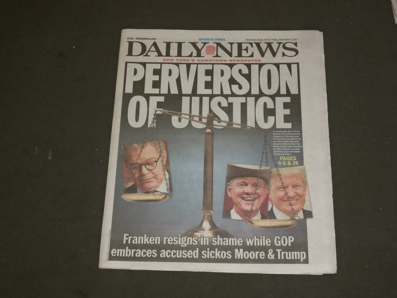 2017 DECEMBER 8 NEW YORK DAILY NEWS - AL FRANKEN RESIGNS RE: SEXUAL HARASSMENT