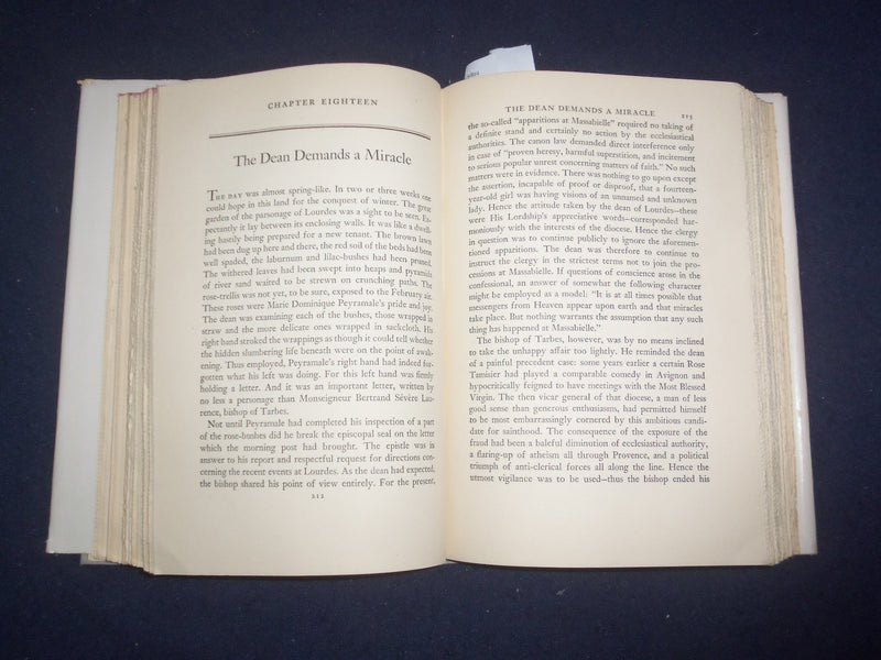1942 THE SONG OF BERNADETTE HARDCOVER BOOK BY FRANZ WERFEL- KD 8172