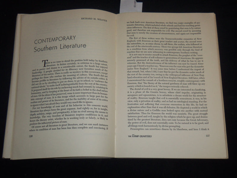 1959 SUMMER THE TEXAS QUARTERLY MAGAZINE - SOUTHERN LITERATURE - KD 2057N