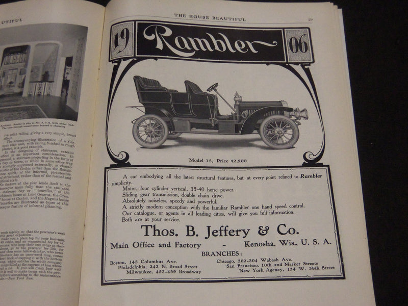 1906 JANUARY THE HOUSE BEAUTIFUL MAGAZINE - GREAT PHOTOS & ADS - ST 380