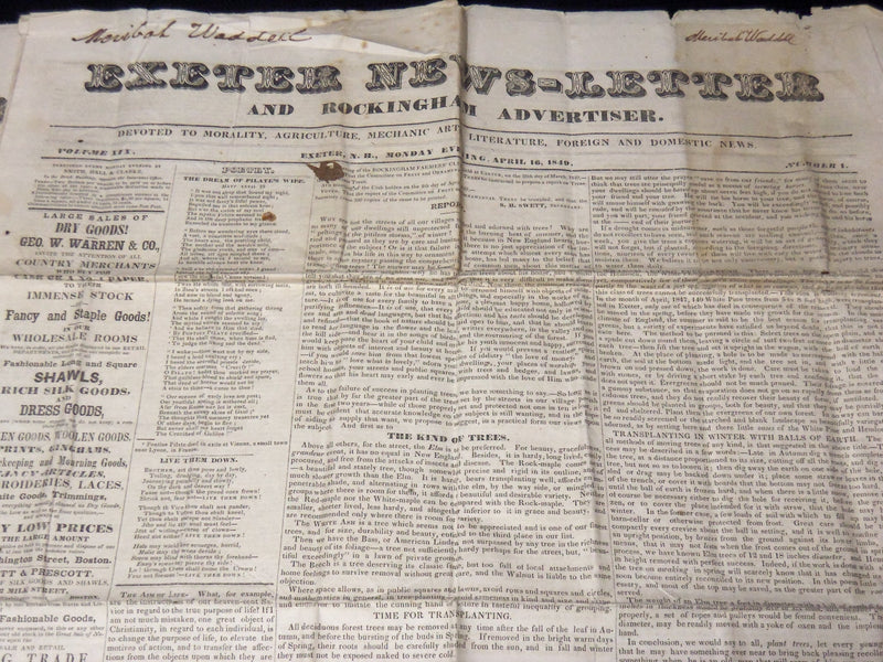 1849 EXETER NEWS LETTER ROCKINGHAM ADVERTISER - NEW HAMPSHIRE LOT OF 2 - K 56