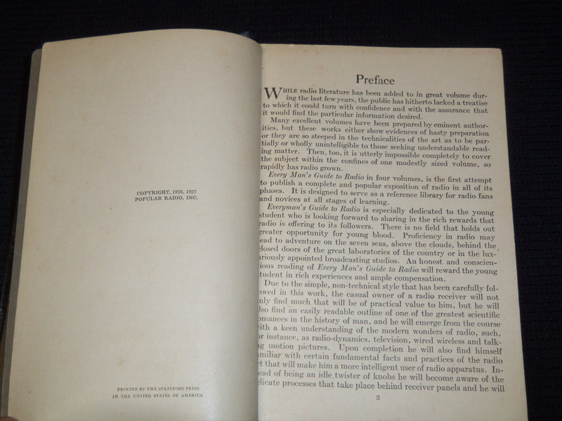 1927 EVERYMAN'S GUIDE TO RADIO EDITED BY RAYMOND YATES - VOLUME 1 - KD 81S
