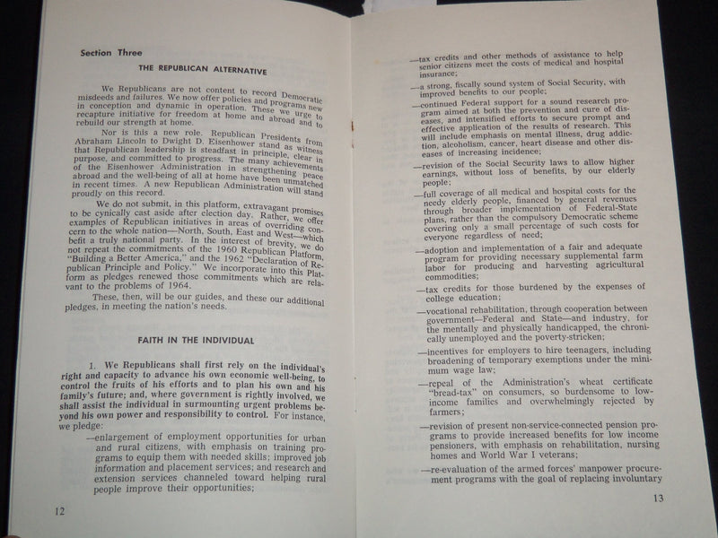 1964 REPUBLICAN PLATFORM FOR THE PEOPLE PAMPHLET - SAN FRANCISCO, CALI - J 8875