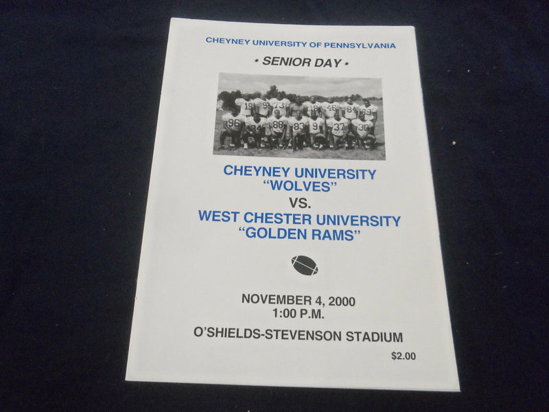 2000 NOV 4 FOOTBALL PROGRAM -CHEYNEY UNIVERSITY VS WEST CHESTER UNIV - SP 1214T