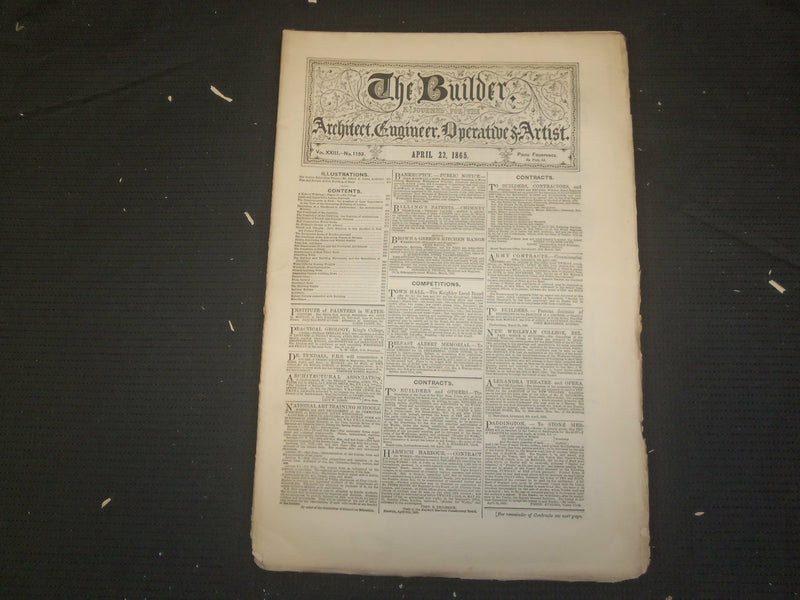 1865 APRIL 22 THE BUILDER ARCHITECT MAGAZINE - ILLUSTRATIONS - ST 415K