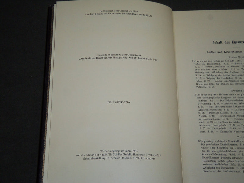 1983 DAS ATELIER UND LABORATORIUM DES PHOTOGRAPHEN GERMAN BOOK - KD 3782