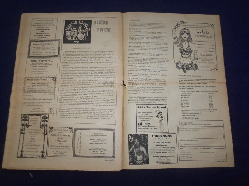 1978 HABIBI NEWSPAPER - VOLUME 4, NUMBER 7 - MIDDLE EASTERN DANCE/MUSIC- NP 6863