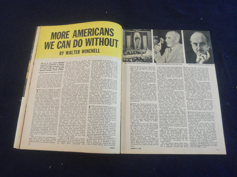 1942 AUGUST 8 LIBERTY MAGAZINE - MORE AMERICANS WE CAN DO WITHOUT - B 4197Q